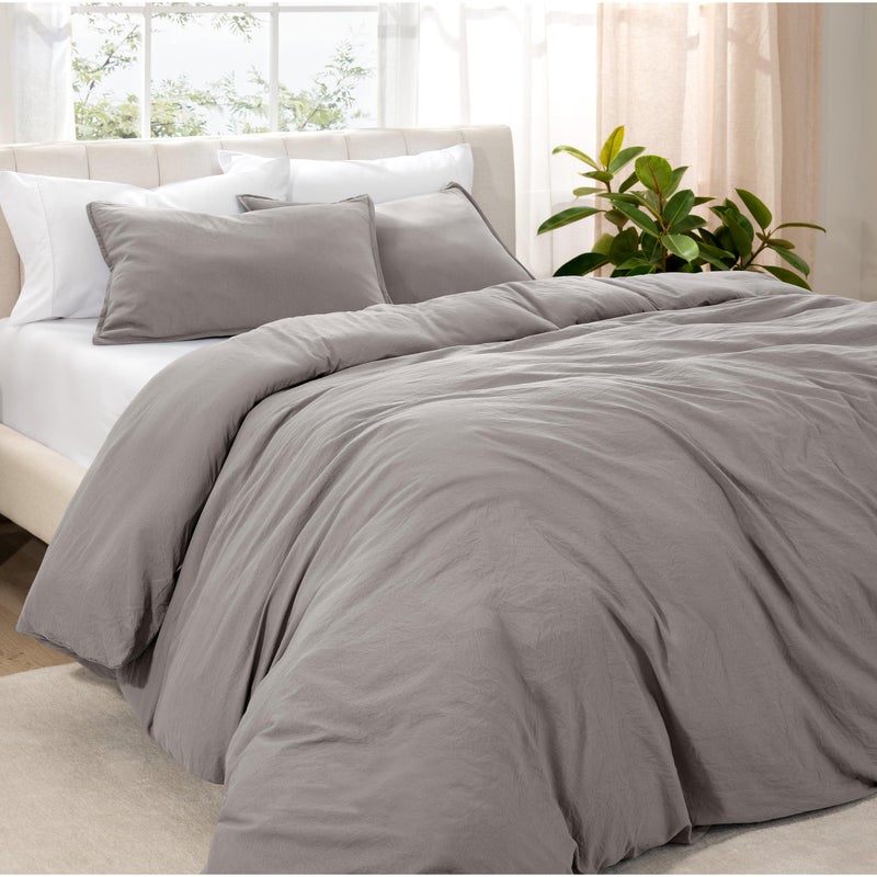 Bare Home Microfiber Duvet Cover Set - Ultra Soft Washed Microfiber - Twin/Twin Extra Long - Linen-Like Look - Easy Care - Breathable Fabric - Our Softest Duvet Cover Set (Twin/Twin XL, Frost Grey) - Image 1